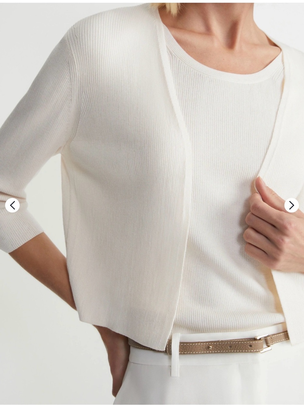 NWT Lafayette 148 Finespun Voile Open Front Cropped Cardigan Cloud Cream XL